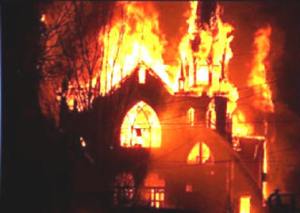 Anglican church in Pakistan, burned in September of 2012